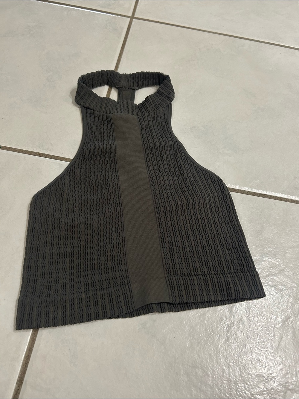 Intimately by Free People Ribbed Halter Crop Tank Top in Dark Gray